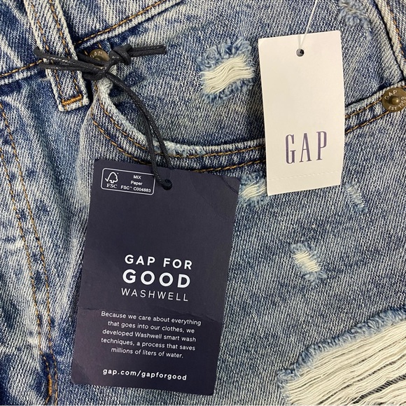 Gap Indigo Destroyed Style Button Down Jean Shorts Women’s 26 High Rise 3” Short - Picture 6 of 7